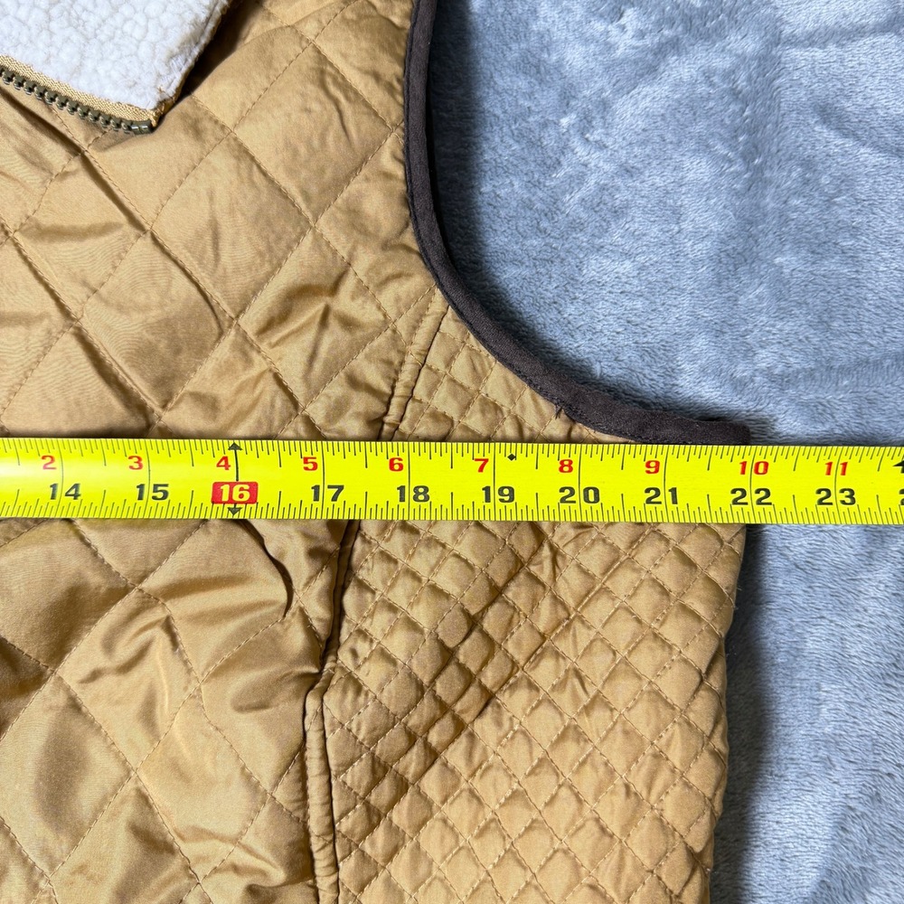 GH Bass Quilted Vest Womens 1X Tan Mustard Sherpa Collar Full Zip Puffer Vest - Picture 8 of 8